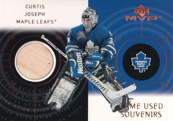 stick karta CURTIS JOSEPH 00-01 MVP Game Used Souvenirs číslo GS-CJ